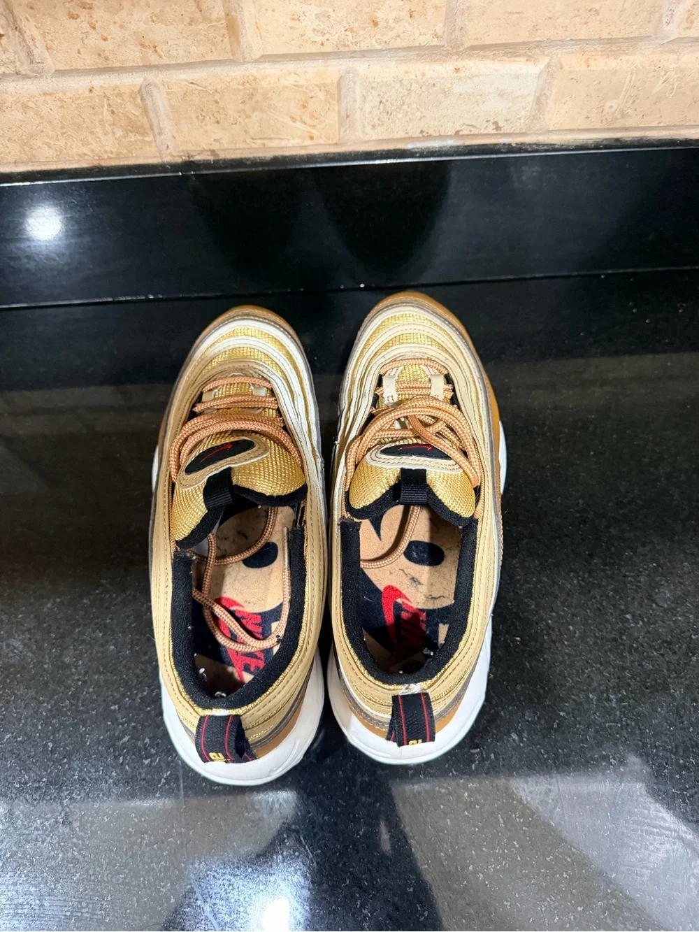Nike Metallic Gold and Red Air Max 97 Kids Sneakers